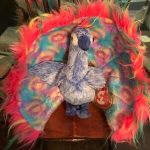 🍁Flashy the Peacock TY beanie baby DOB 12/30/2000